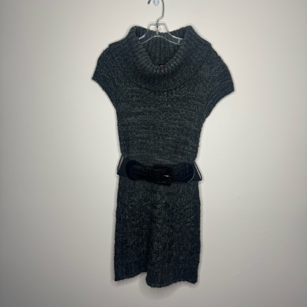 Say What? Y2K Vintage 2000s Gray Sweater Mini Dress Cowl Neck Small S